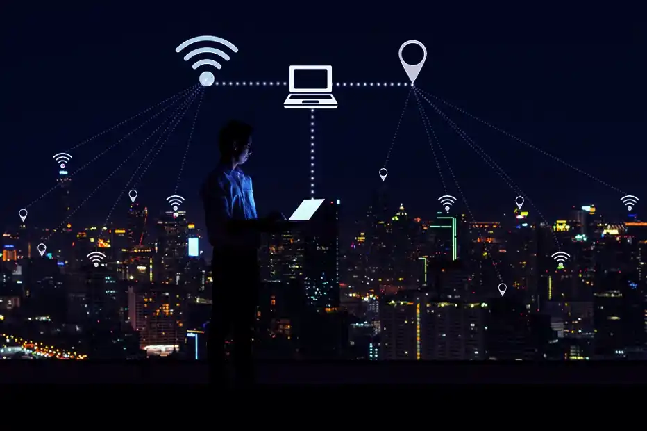 Business Professional Holding Laptop in his Corporate Office Managing Heavy Multitasking Workloads By Using Dedicated Internet Connection in Lahore